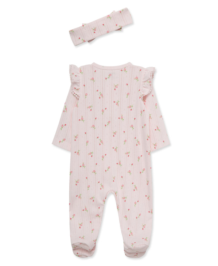 Sweet Rose Pink Zip Footie &amp; Headband Set