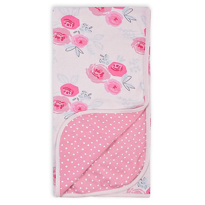 Preemie girls Roses & Bunnies Reversible Baby Blanket