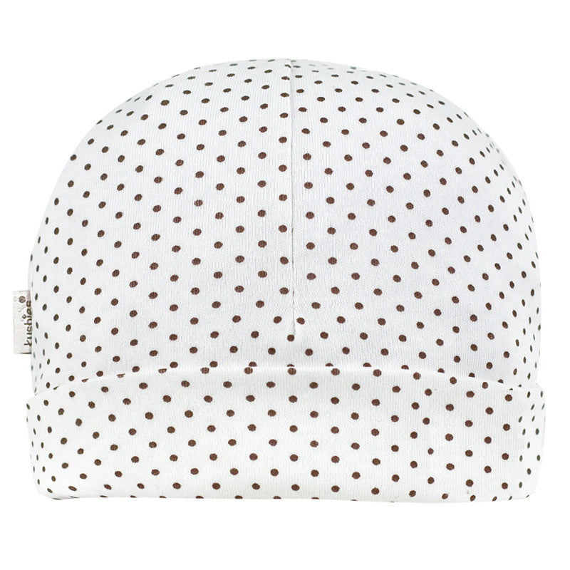 White and Brown Polka Dot Preemie Hat