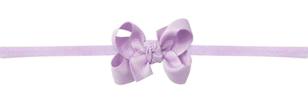 Girls Headband, lilac stretchy band with little lilac grosgrain bow