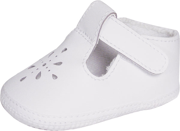 Preemie Girls White leather t-strap shoe 