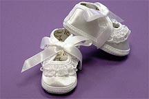 PAISLEE - Preemie White Satin Shoes