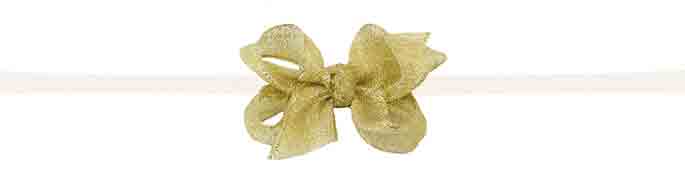 Girls Headband, gold stretchy band with little gold grosgrain bow