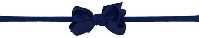 Girls Headband, Navy stretchy band with little navy grosgrain bow  