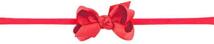 Girls Headband, Red stretchy band with little red grosgrain bow