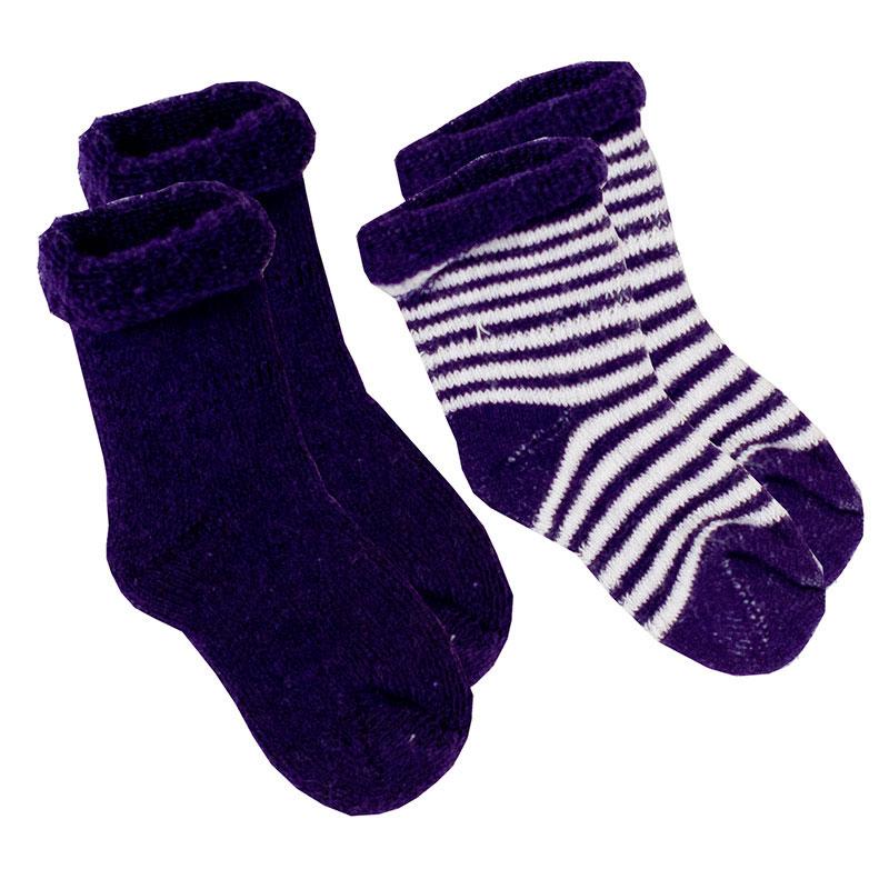 2 pack of Navy Preemie socks. One set solid navy, one set navy and white striped
