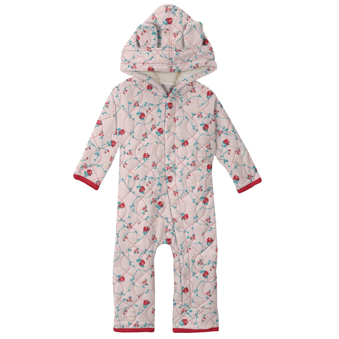 Macaroon Floral Vines with Sherpa-Lined Hood Coverall