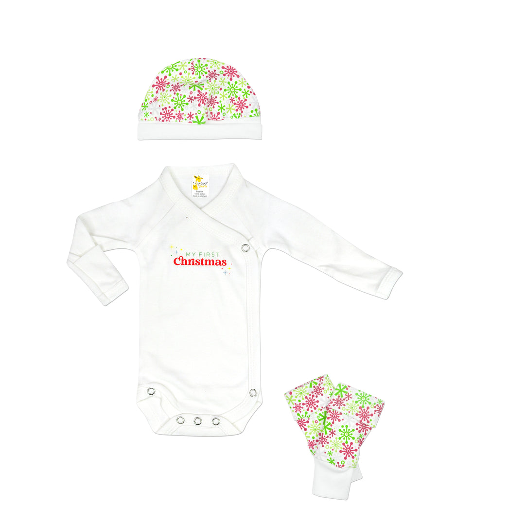 "My First Christmas" Twinkle Kimono L/S Bodysuit