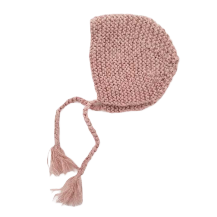 Pink Angora Knit Newborn Bonnet