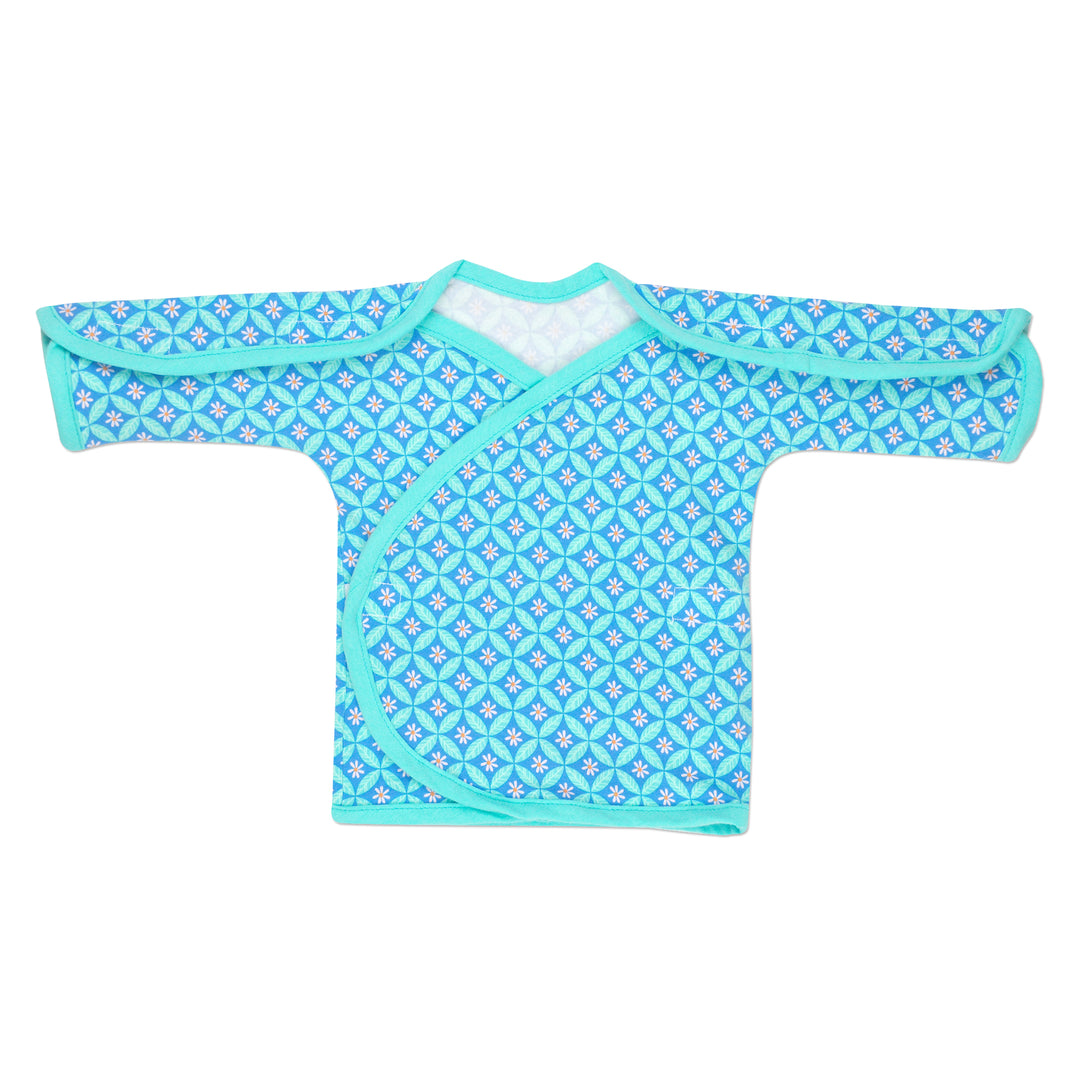 Preemie girls blue floral long sleeve NICU friendly shirt