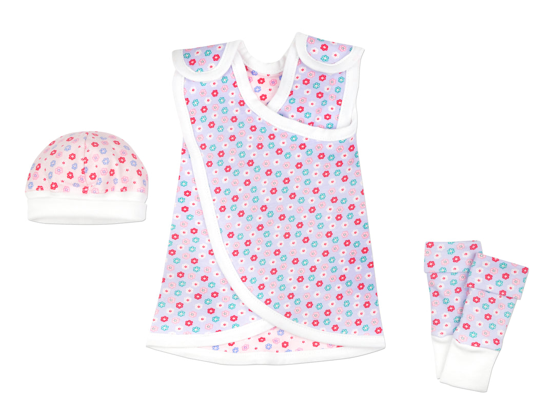 Charlotte Purple and Pink Reversable Crisscross NIC-Dress with matching cap and legwarmers