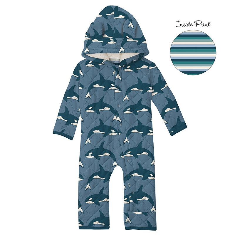 Parisian Blue Orca/Dino Stripe with Sherpa-Lined Hood Coverall
