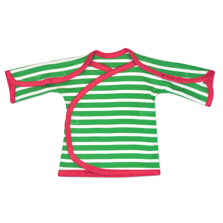 Preemie long sleeve green striped nicu friendly iv-shirt