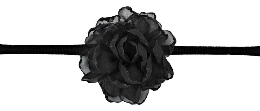 Black  Soft stretchy band with matching tulle flower headband