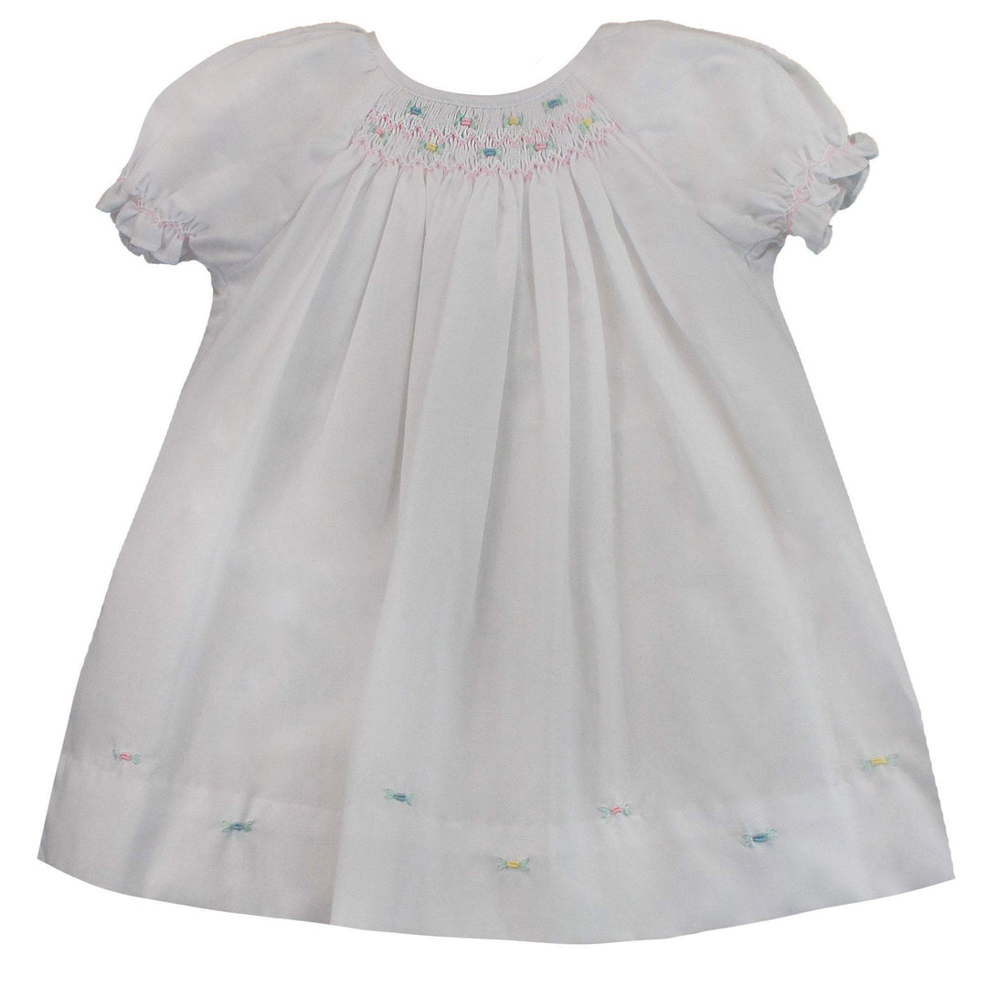 Colored Flowers Smocked Day Dress & Bonnet