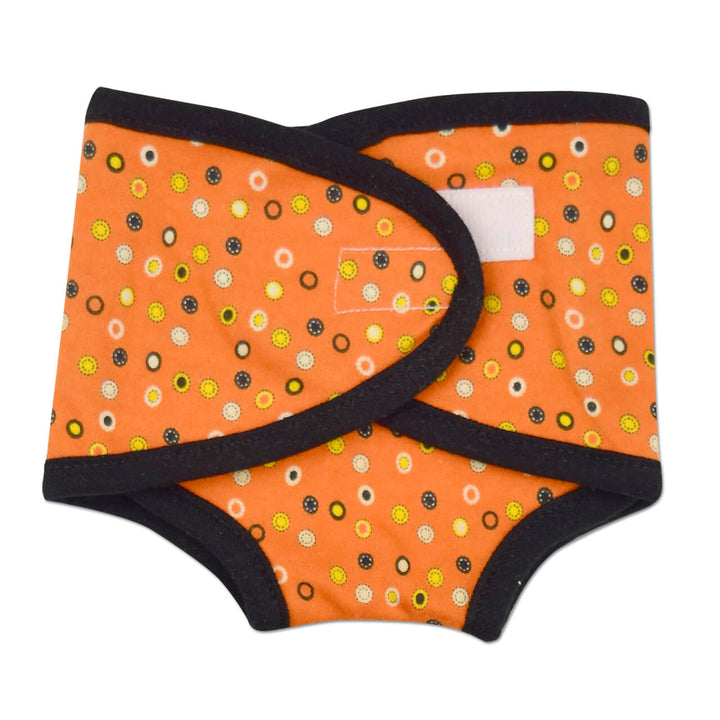 Unisex preemie orange and black polka dot diaper cover