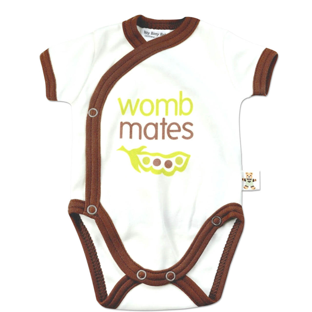 Wombmates Cream & Brown Kimono Bodysuit