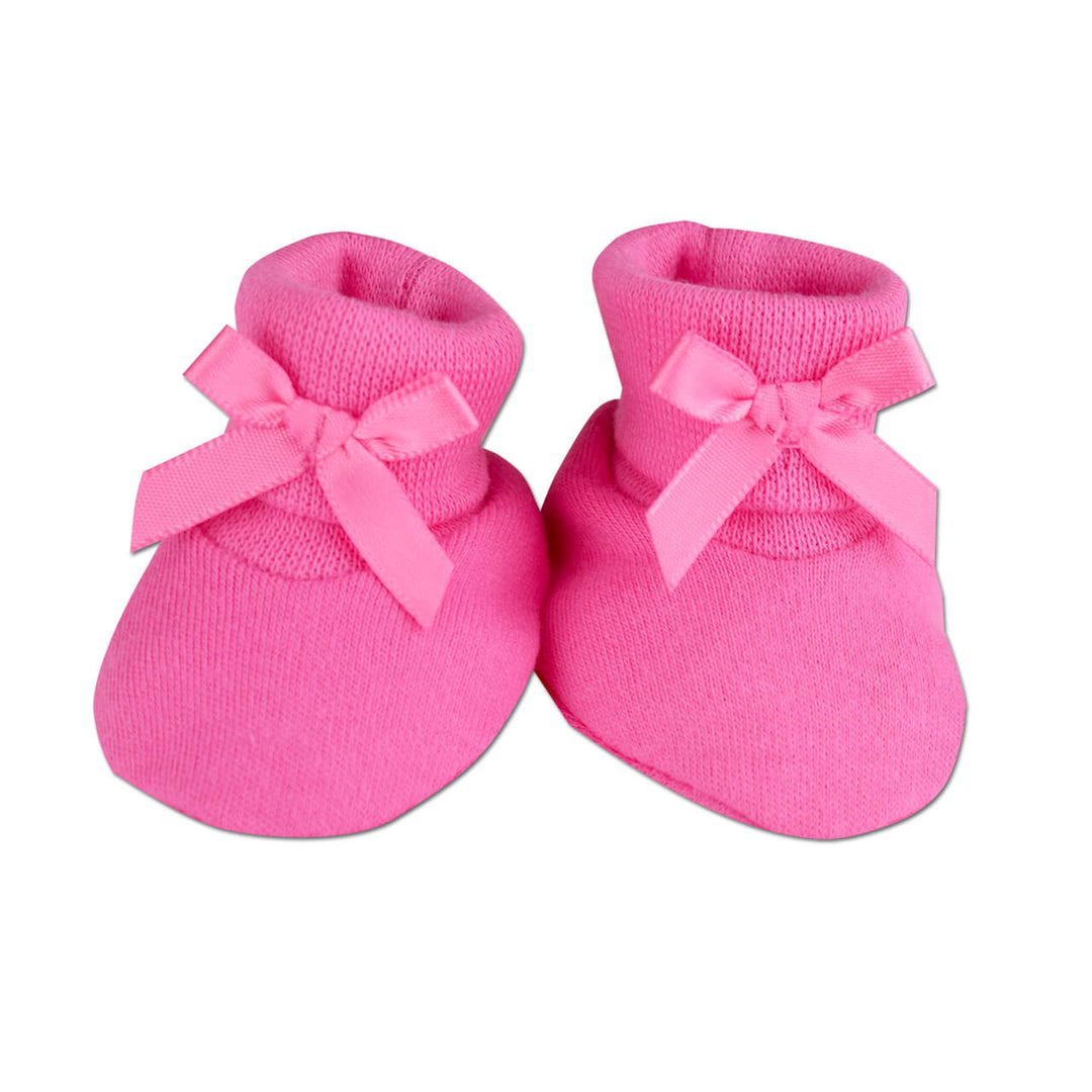 Preemie Girls Solid Fuchsia Booties, with added bow