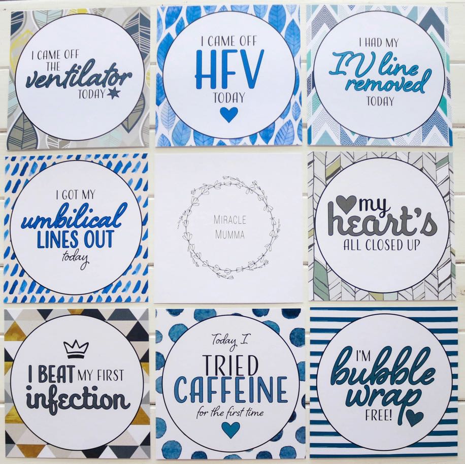 Blue milestone cards