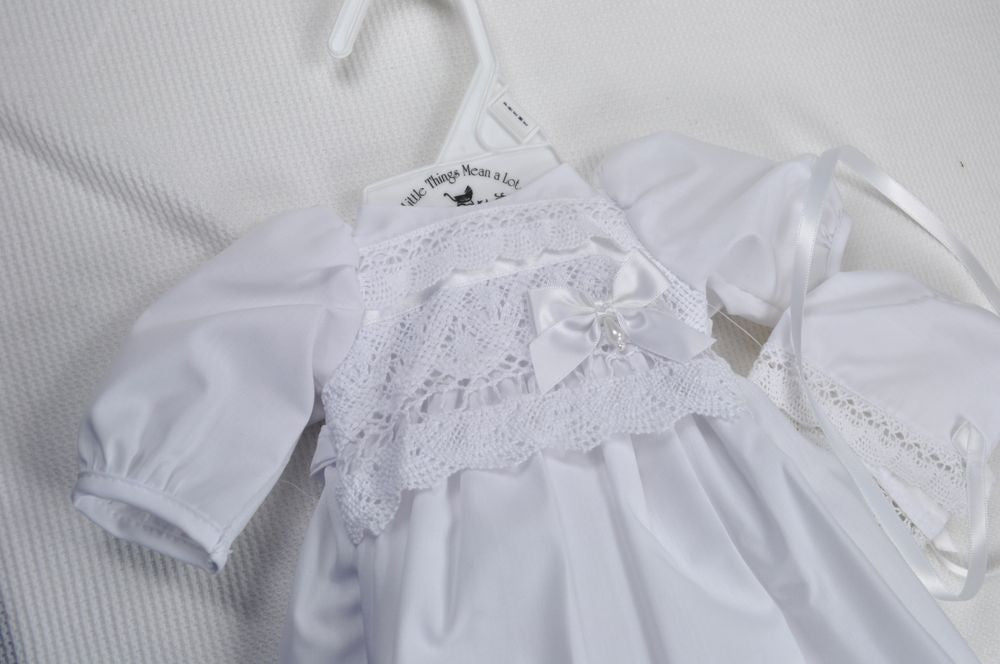lace christening dress Cluny Lace Gown Christening Set – Preemie Store
