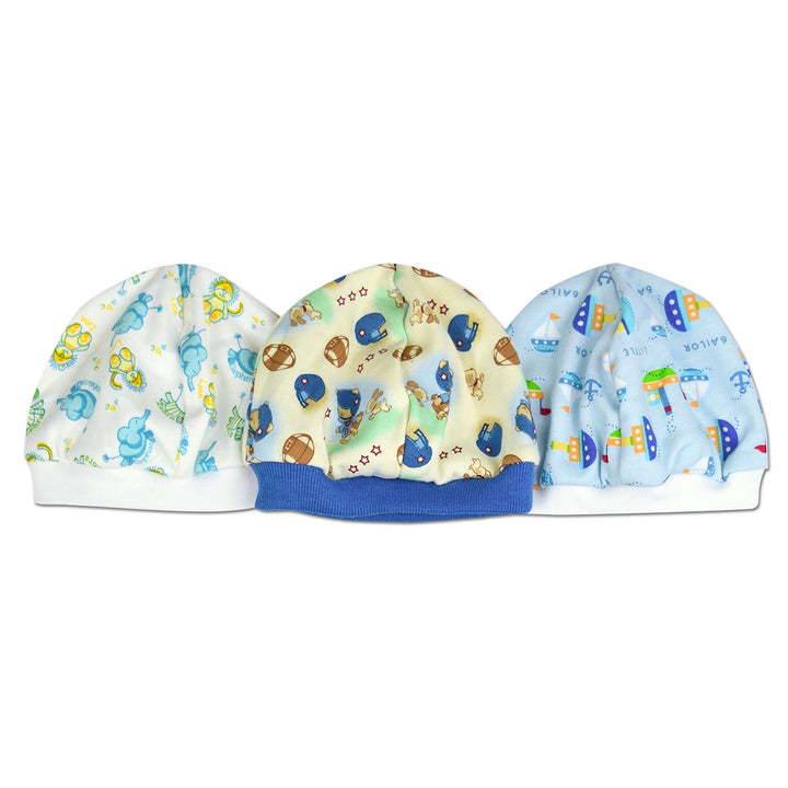 Preemie Boys 3 pack assorted hat set