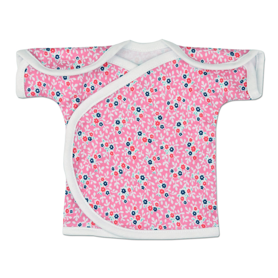 Preemie girls pink floral NICU friendly short sleeve shirt